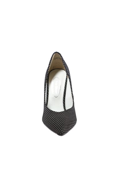 Pantofi Stiletto Negri cu Buline Albe din Piele